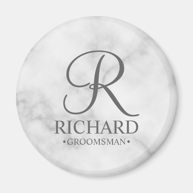 Íman Nome do Padrinho de casamento Personalizado Marble (Frente)