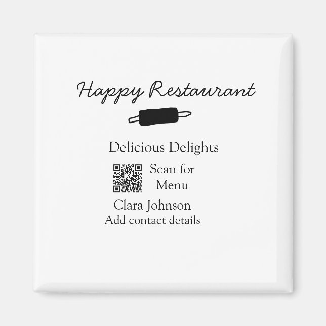 Íman Nome do restaurante digitalizar menu QR adicionar  (Frente)