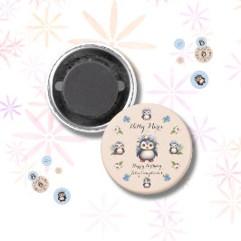 Íman Nome dos pinguins bonitos Texto bilíngue Feliz Cum