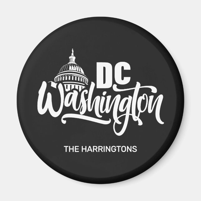 Íman Nome e Cor Personalizados Washington DC (Frente)