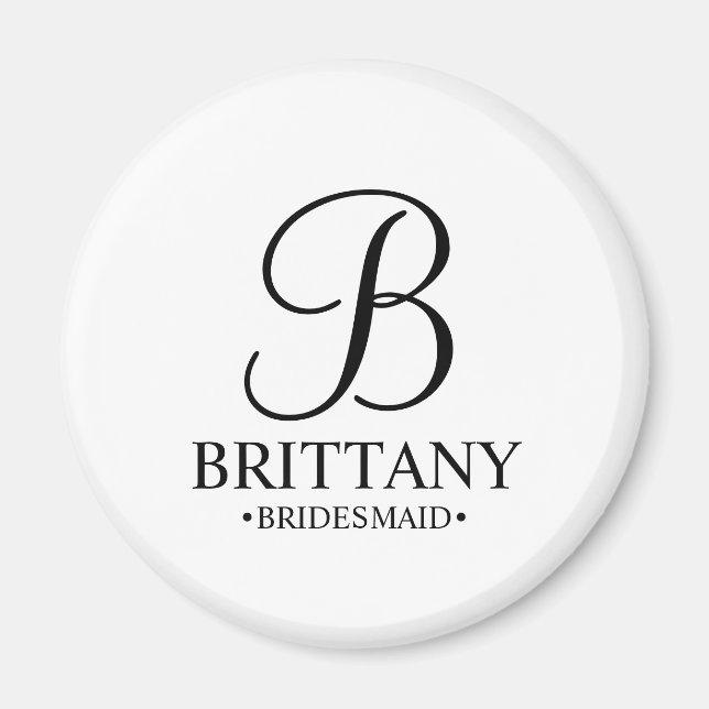 Íman Nome e Monograma da Bridesmaid Personalizada (Frente)