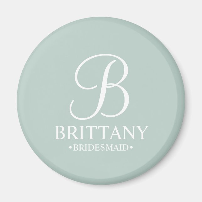 Íman Nome e Monograma da Bridesmaid Personalizada (Frente)