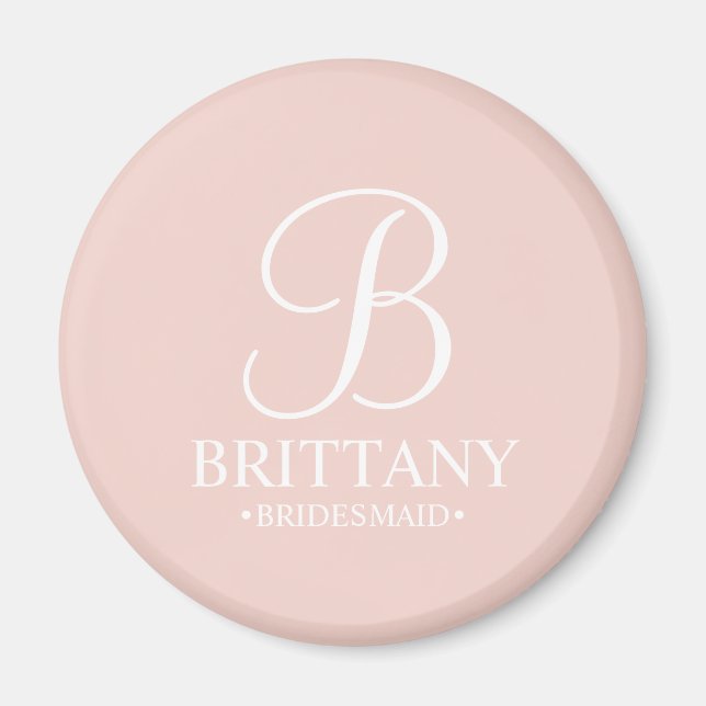 Íman Nome e Monograma da Bridesmaid Personalizada (Frente)