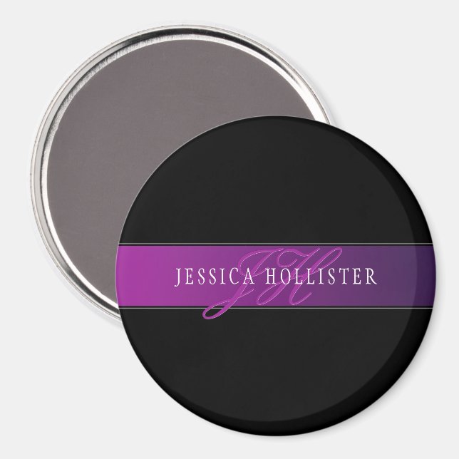 Íman Nome Elegante e Monograma Inicial/s (Front/Back)