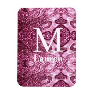 Íman nome feminino monograma abstrato metálico rosa bri