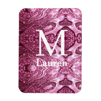 Íman nome feminino monograma abstrato metálico rosa bri