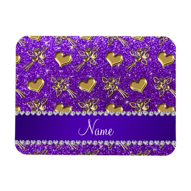 Íman Nome indigo rosa de ouro roxo (Horizontal)