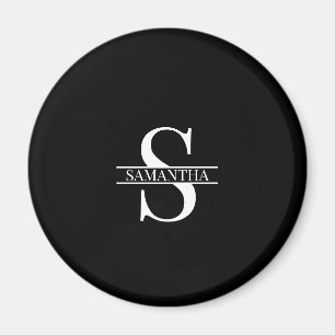 Íman Nome Moderno do Monograma Preto e Branco