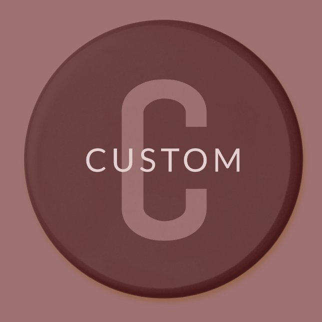 Íman Nome Monograma de aparência Moderna | Maroon Red (Criador carregado)