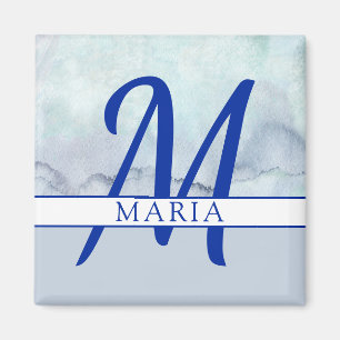 Íman Nome   Monograma de cor azul
