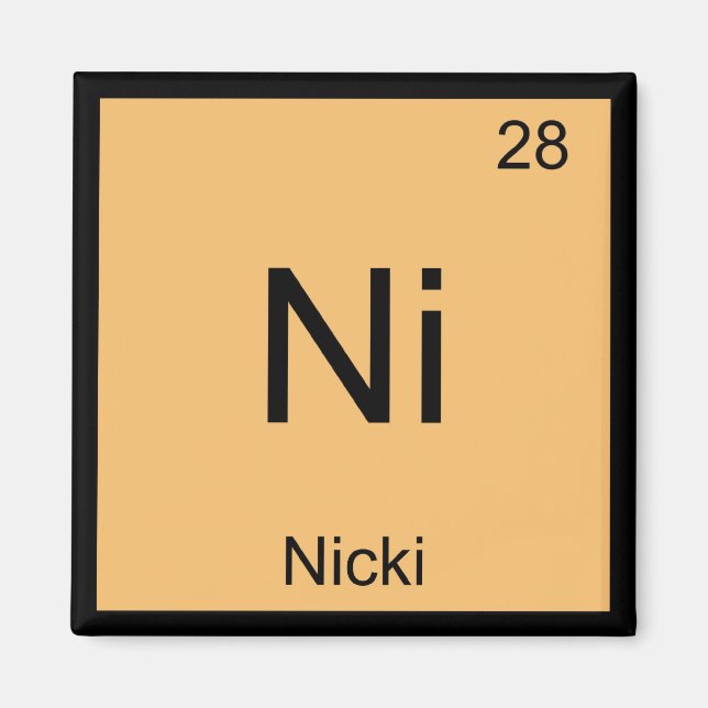 Íman Nome Nicki Elemento Químico Tabela Periódica (Frente)