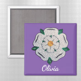 Íman Nome, Papel Quilled Yorkshire White Rose 2-in