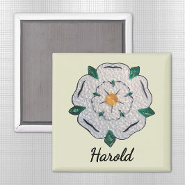 Íman Nome, Papel Quilled Yorkshire White Rose 2-in