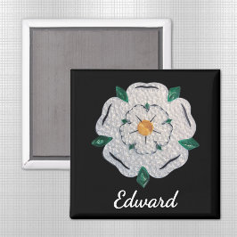 Íman Nome, Papel Quilled Yorkshire White Rose 2-in