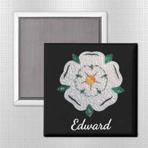 Íman Nome, Papel Quilled Yorkshire White Rose 2-in