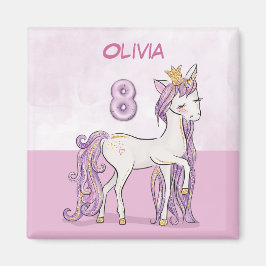 Íman Nome Personalizado 8º Cavalo Rosa de Aniversário c
