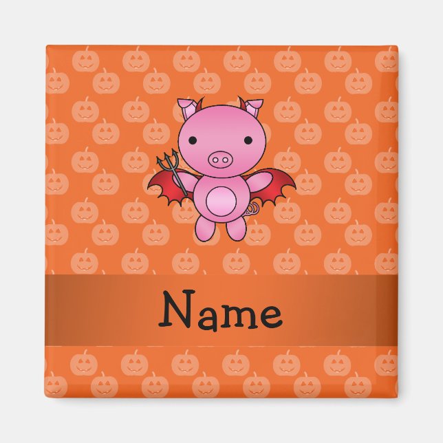 Íman Nome personalizado abóboras laranja do porco (Frente)