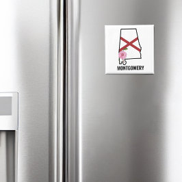 Íman Nome personalizado Alabama Flag e State Flower Cam