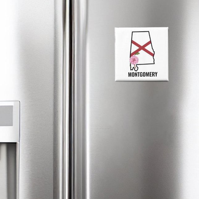 Íman Nome personalizado Alabama Flag e State Flower Cam (Criador carregado)