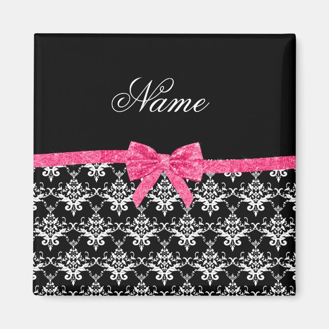 Íman Nome personalizado arco brilhante preto branco dam (Frente)