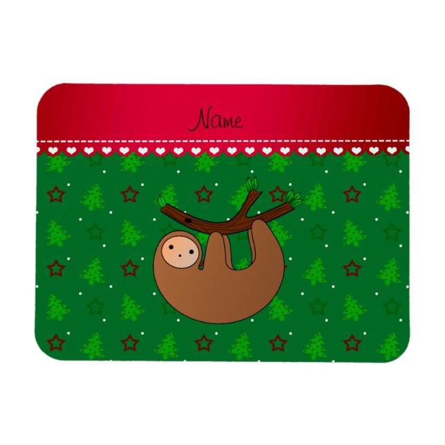 Íman Nome personalizado árvores de natal verdes de preg (Horizontal)