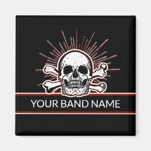 Íman Nome Personalizado Banda Ossos do Crânio Rock & R