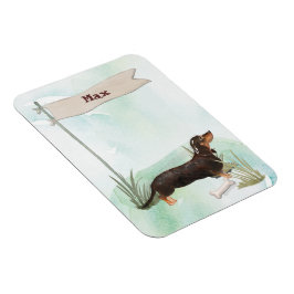 Íman Nome personalizado Black & Tan Dachshund Pet Dog