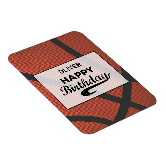 Íman Nome Personalizado Bola de Basquete Aniversário Gr (Lado Direito)