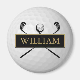 Íman Nome Personalizado Bola De Golfe Dourada E Preta