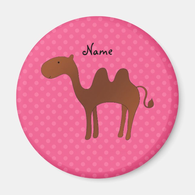 Íman Nome personalizado bolinhas cor-de-rosa de camelo  (Frente)