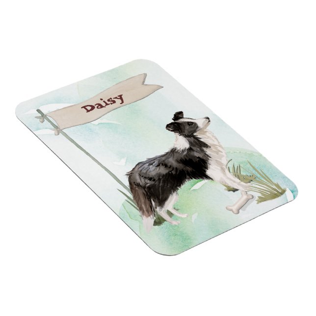 Íman Nome Personalizado Border Collie Cão de Estimação (Lado Direito)