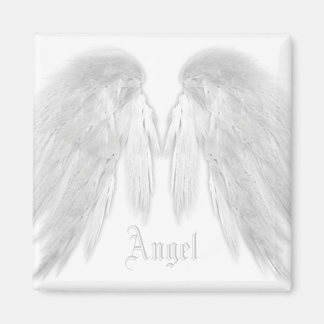 Íman Nome Personalizado Branco do ANGEL WINGS (Frente)