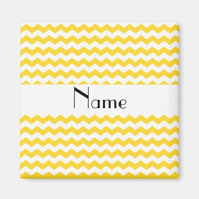 Íman Nome personalizado chevrons amarelos (Frente)