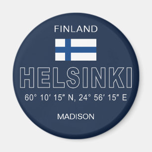 Íman Nome Personalizado Coordenadas de Helsinque