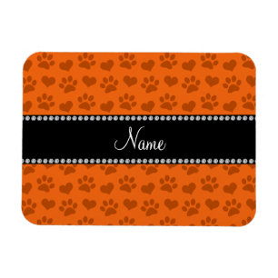 Íman Nome personalizado corações laranja e estampas d
