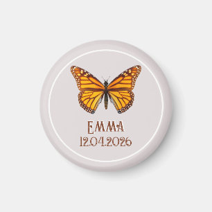 Íman Nome Personalizado da Borboleta Monarca Data Arte