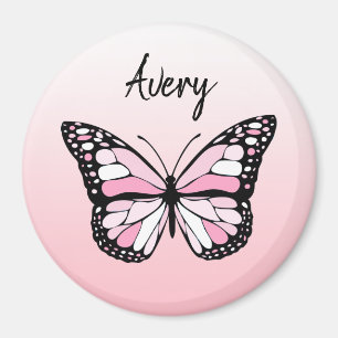 Íman Nome Personalizado da Borboleta Rosa Bonito