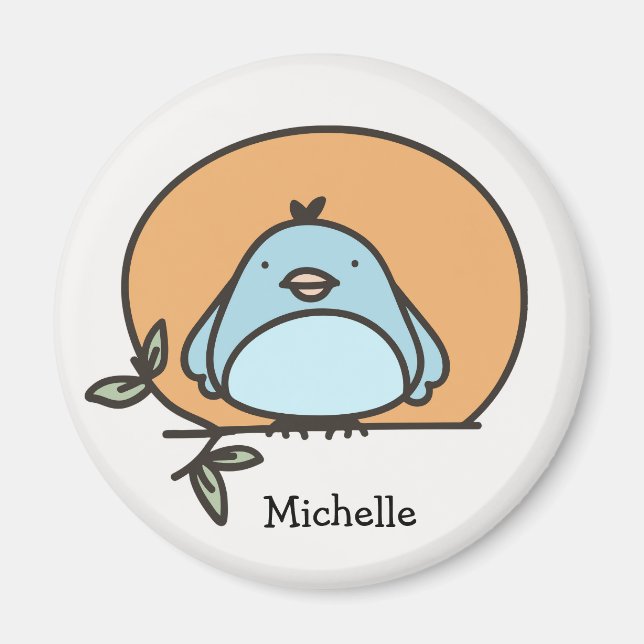 Íman Nome Personalizado da Ilustração do Bluebird Gráfi (Frente)