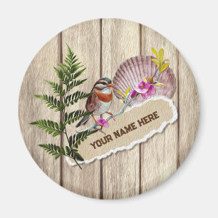 Íman Nome Personalizado da Pintura de Óleo de Madeira T