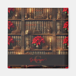 Íman Nome Personalizado Dark Academia Poinsettia Booksh