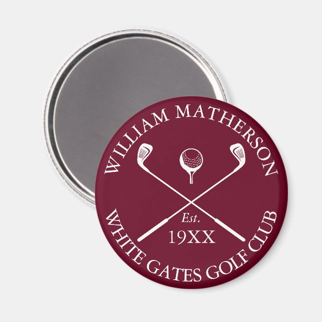 Íman Nome Personalizado de Clube de Golfe Clássico Burg (Front/Back)