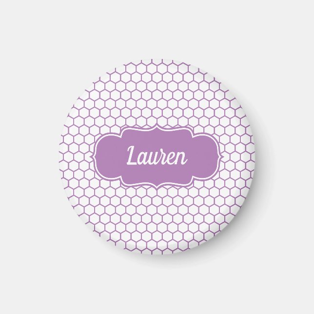 Íman Nome Personalizado de Honeycomb Roxo Claro (Frente)
