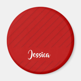 Íman Nome personalizado de plástico diagonal vermelho t