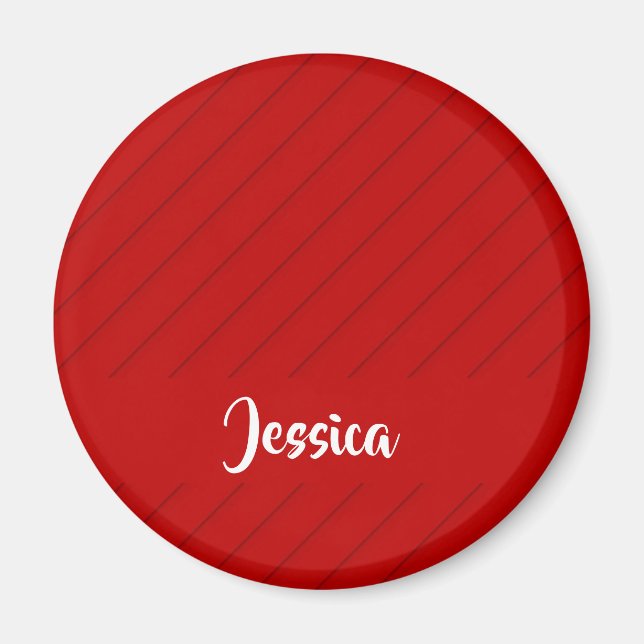 Íman Nome personalizado de plástico diagonal vermelho t (Frente)
