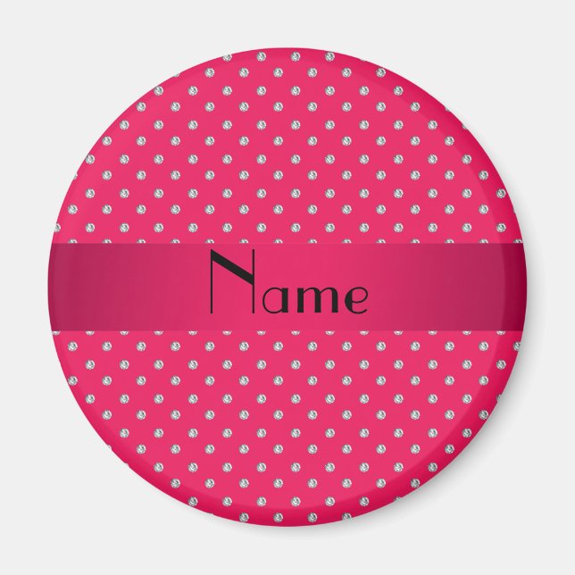 Íman Nome personalizado diamantes cor-de-rosa (Frente)