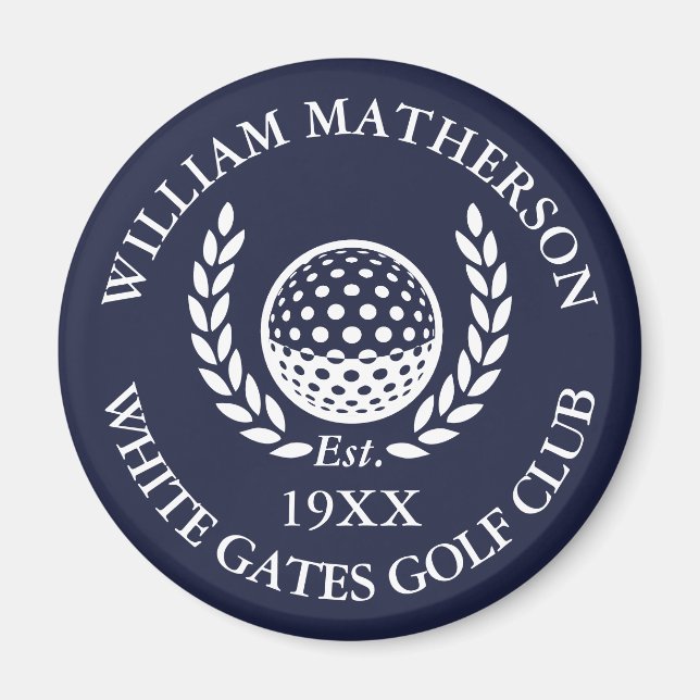 Íman Nome Personalizado do Clube de Golfe Azul Marinho (Frente)
