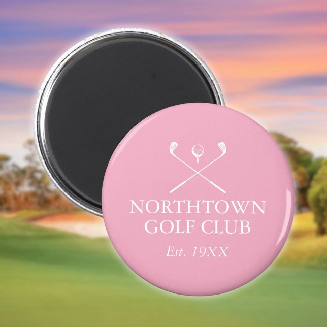 Íman Nome Personalizado do Clube de Golfe Rosa (Personalized Golf Club Name Pink Magnet)