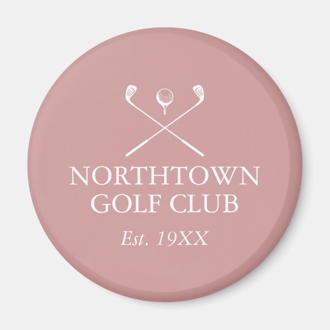 Íman Nome Personalizado do Clube de Golfe Rosa Poeira (Frente)