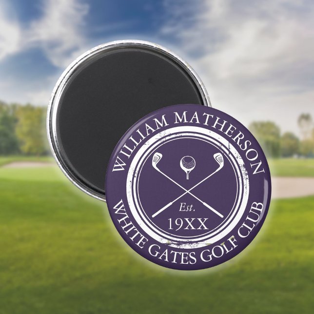 Íman Nome Personalizado do Clube de Golfe Roxo (Personalized Golf Club Name Purple Magnet)