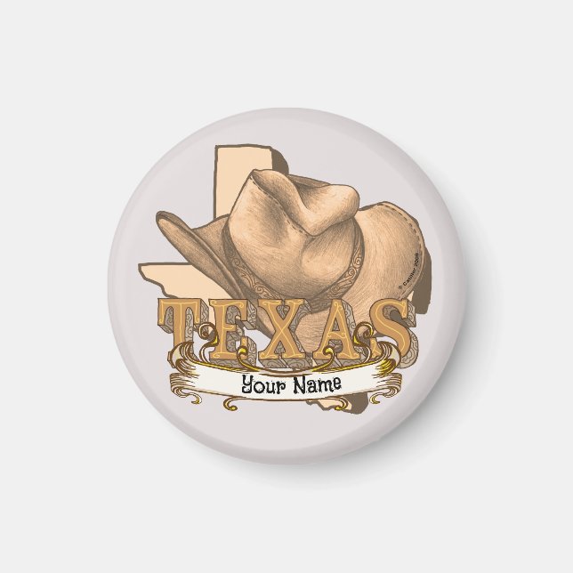 Íman nome personalizado do Cowboy do Texas (Frente)